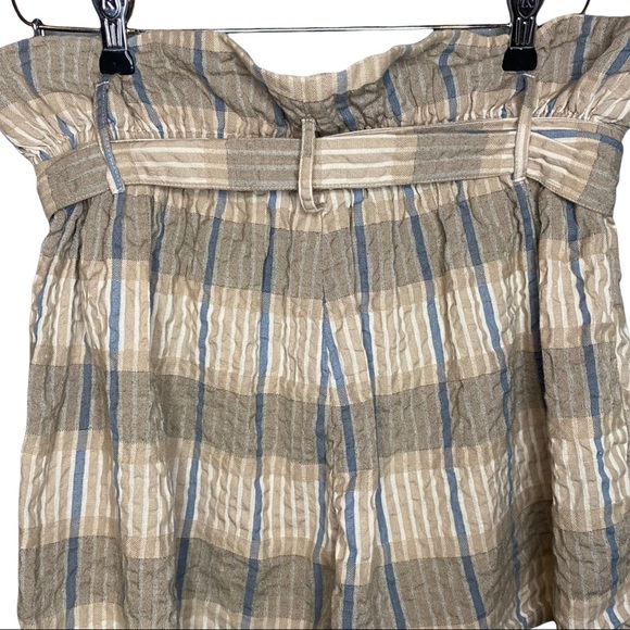 Free People Plaid High Rise Paperbag Tie Waist Shorts M - Picture 5 of 9